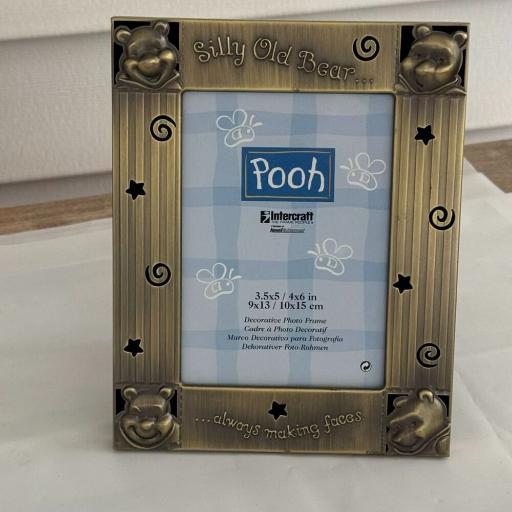 Disney Winnie the Pooh Metal Photo Frame Fits 4x6 Silly Old Bear Nursery Baby